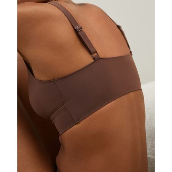 Everlane The Invisible Bra Dark Tan brown long line bralette triangle v-neck - Picture 3 of 8